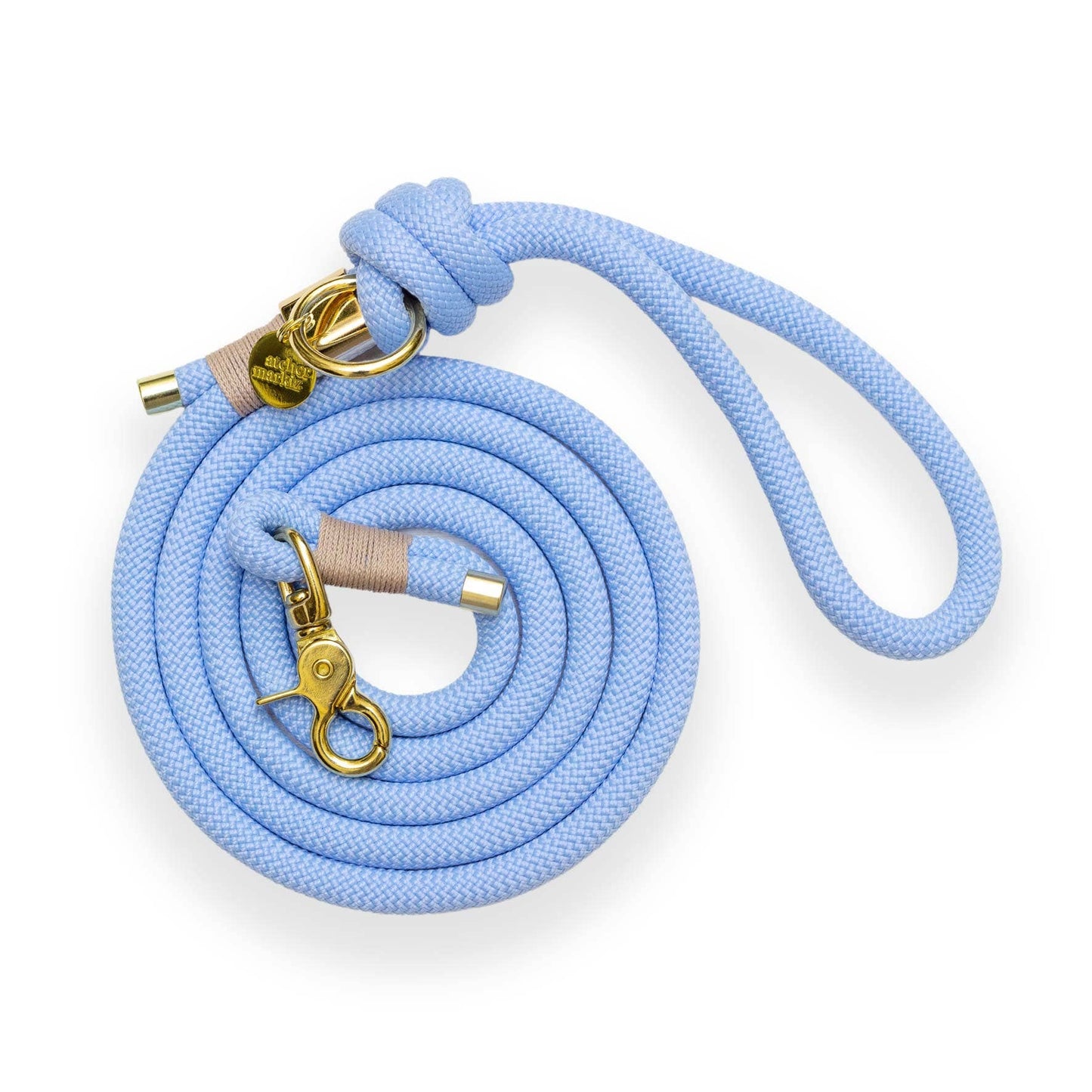 Polarblaue Leine: Gold / 10 mm / 240 cm lange Freihandleine